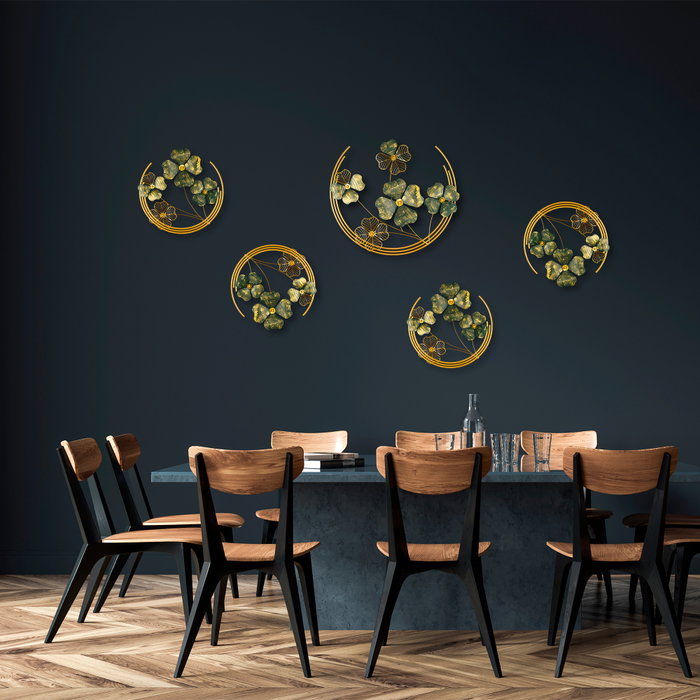 Wallity Shihezi Escultura de Pared Verde y Dorado